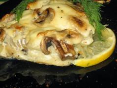 Грибы, фаршированные лососем Рецепты с шампиньонами и рыбой
